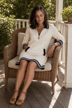 Women's Quarter-Zip Collared Sweatshirt Dress - Mattia Cremasco