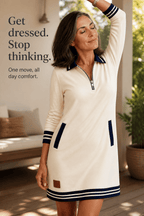 Women's Quarter-Zip Collared Sweatshirt Dress - Mattia Cremasco