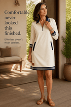 Women's Quarter-Zip Collared Sweatshirt Dress - Mattia Cremasco