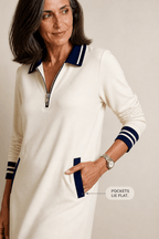 Women's Quarter-Zip Collared Sweatshirt Dress - Mattia Cremasco