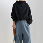 Women's Soft High-Neck Knit Top with Relaxed Fit - Mattia Cremasco