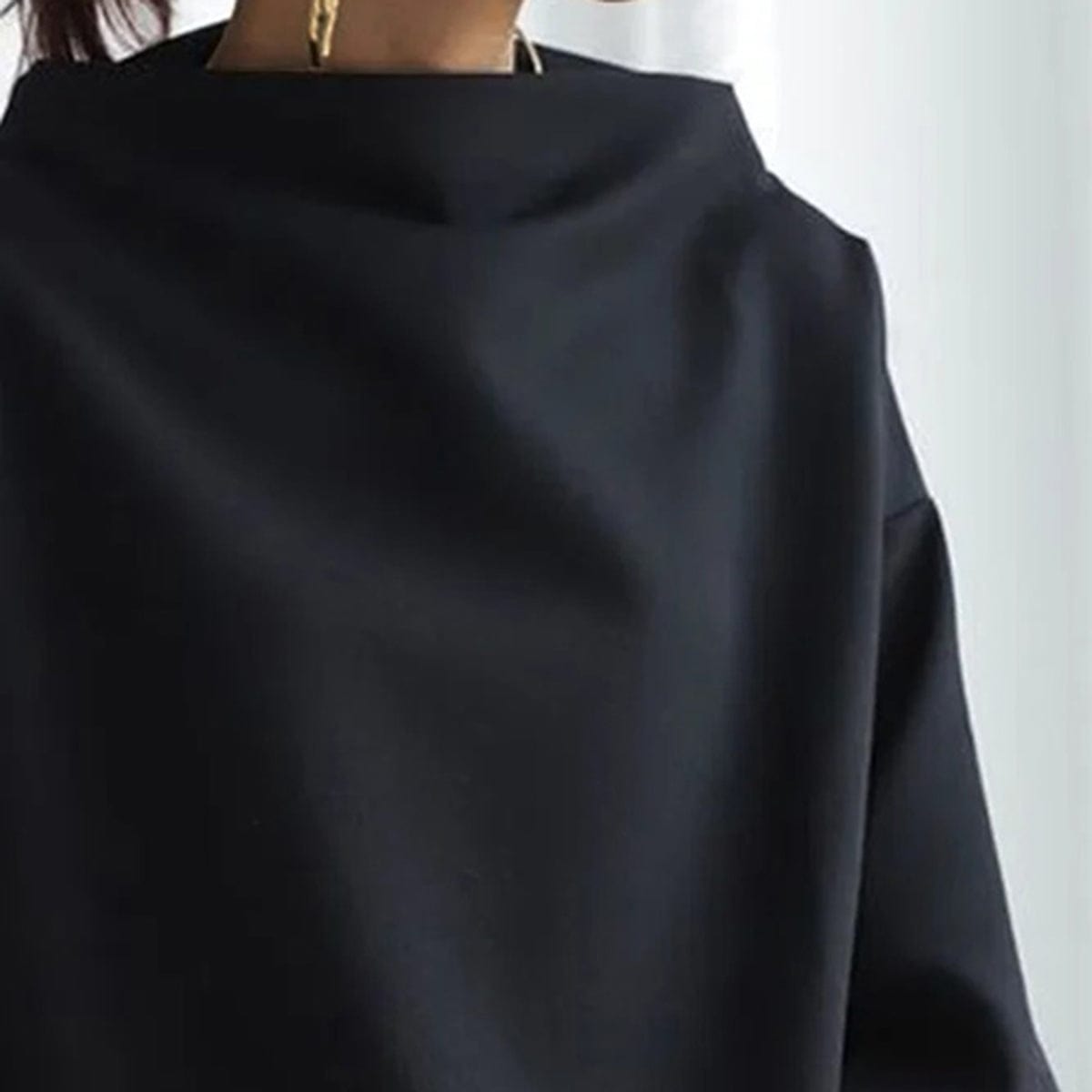 Women's Soft High-Neck Knit Top with Relaxed Fit - Mattia Cremasco