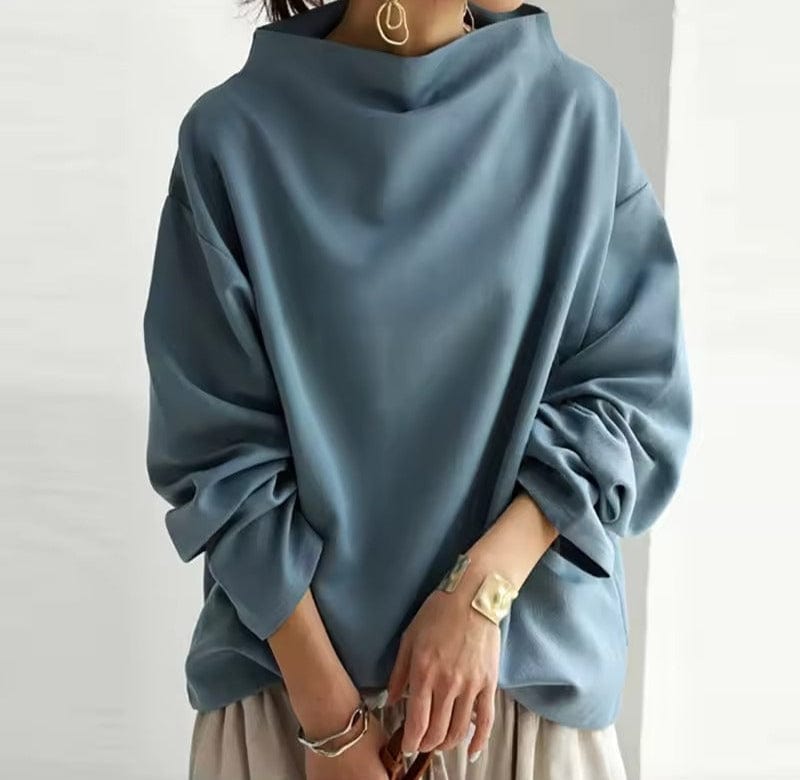 Women's Soft High-Neck Knit Top with Relaxed Fit - Mattia Cremasco
