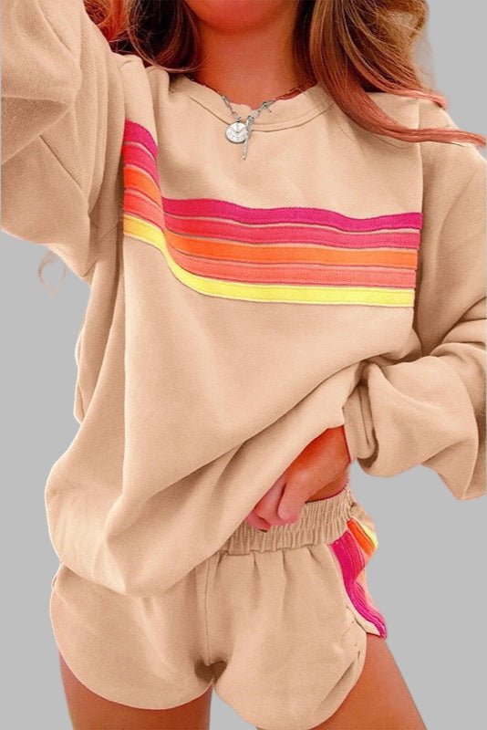 Women's Striped Long Sleeve Pajama Shorts Set - Mattia Cremasco