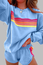 Women's Striped Long Sleeve Pajama Shorts Set - Mattia Cremasco