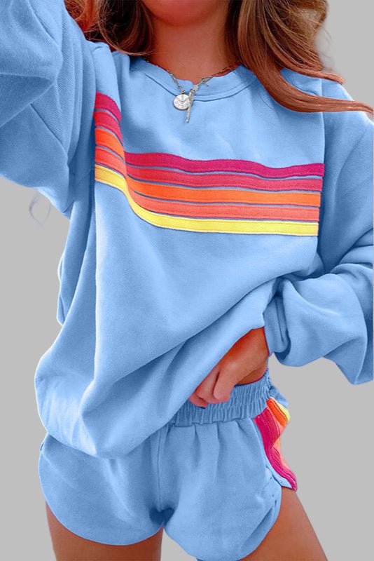 Women's Striped Long Sleeve Pajama Shorts Set - Mattia Cremasco