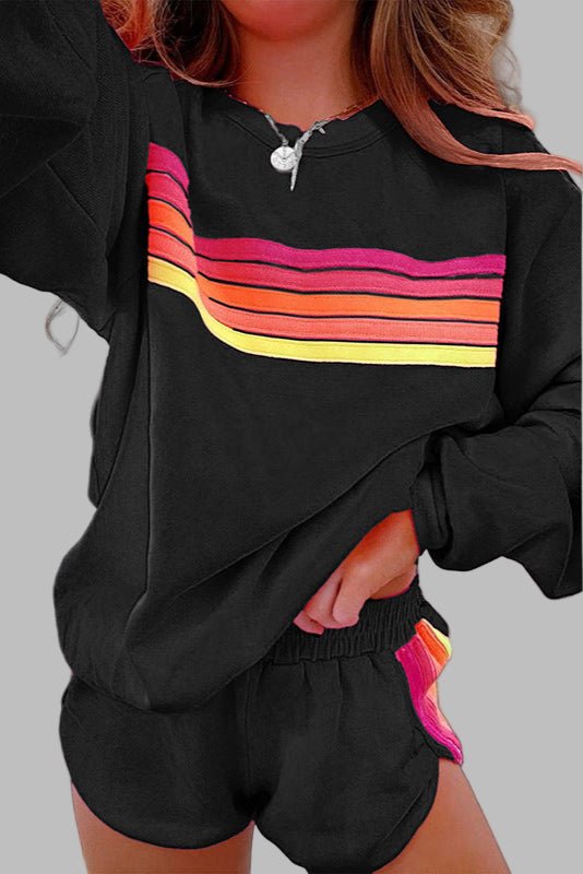 Women's Striped Long Sleeve Pajama Shorts Set - Mattia Cremasco