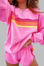 Women's Striped Long Sleeve Pajama Shorts Set - Mattia Cremasco