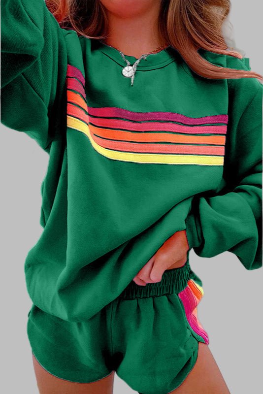 Women's Striped Long Sleeve Pajama Shorts Set - Mattia Cremasco