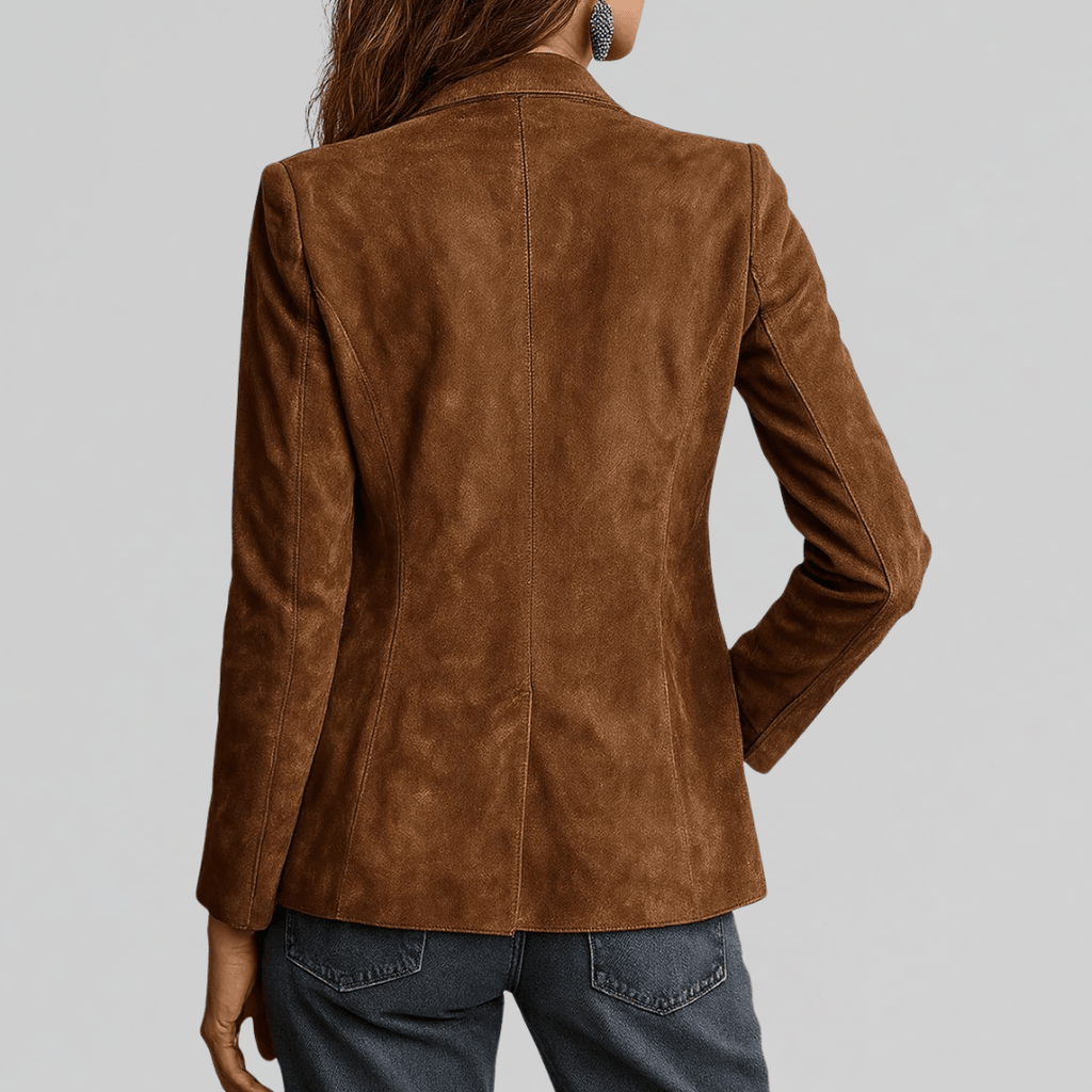 Women's Suede-Effect Blazer with Notched Lapels - Mattia Cremasco