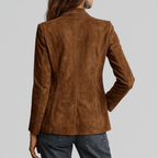 Women's Suede-Effect Blazer with Notched Lapels - Mattia Cremasco