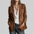 Women's Suede-Effect Blazer with Notched Lapels - Mattia Cremasco
