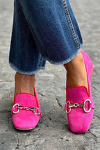Women's Suede Horsebit Loafers with Metal Detail - Mattia Cremasco