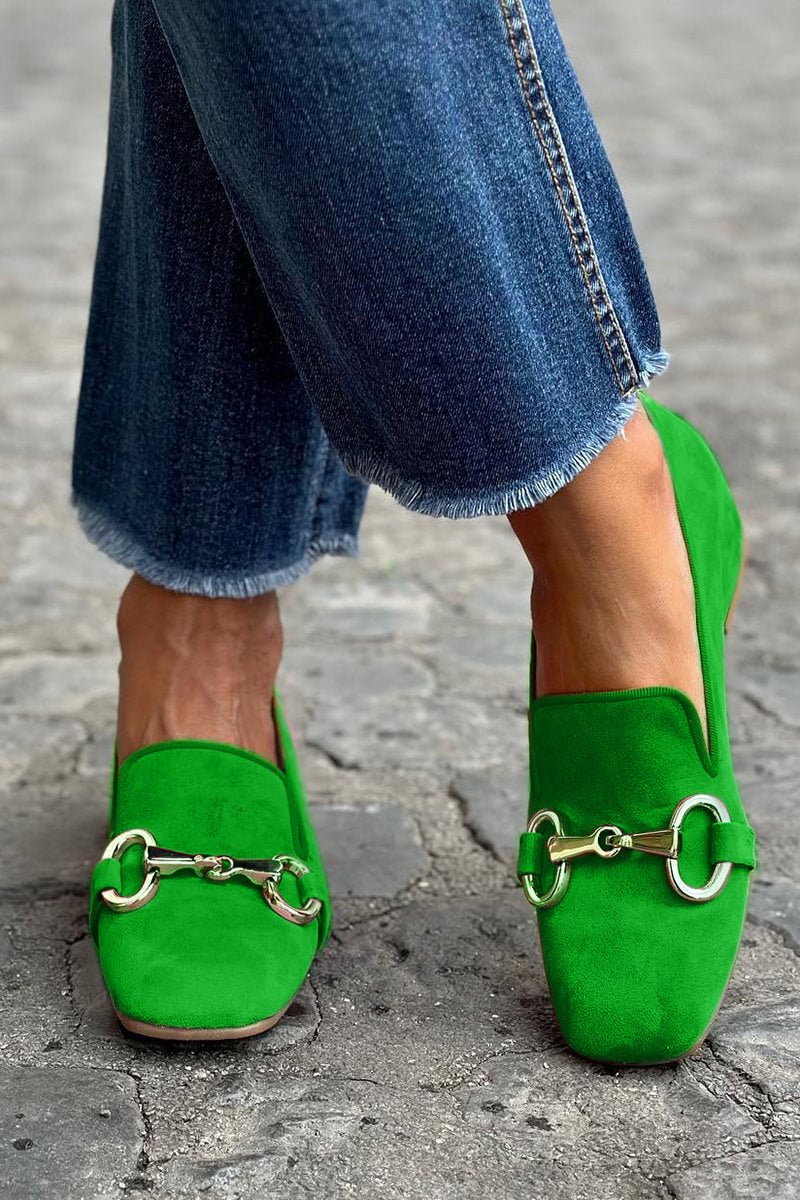 Women's Suede Horsebit Loafers with Metal Detail - Mattia Cremasco