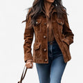 Women's Suede-Look Button-Front Utility Jacket - Mattia Cremasco