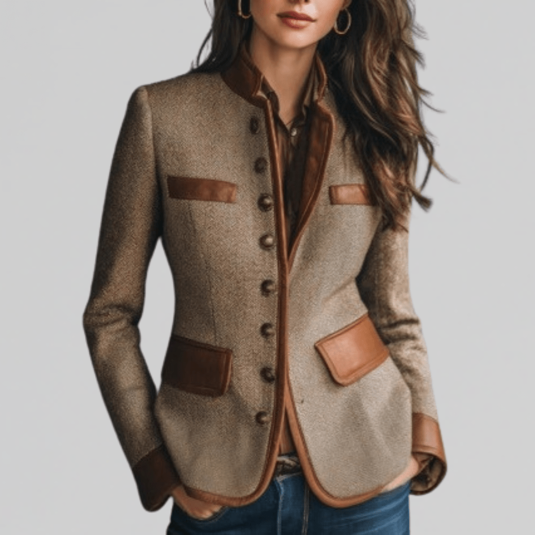 Women's Tailored Tweed Jacket with Contrast Trim - Mattia Cremasco