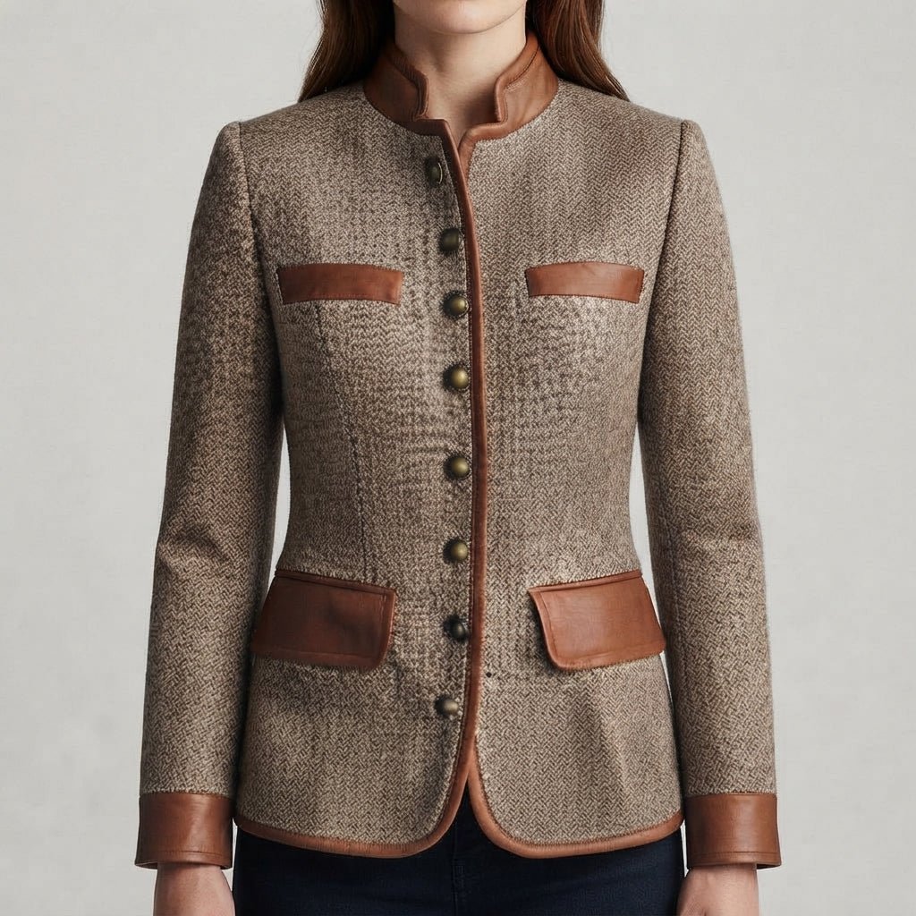 Women's Tailored Tweed Jacket with Contrast Trim - Mattia Cremasco