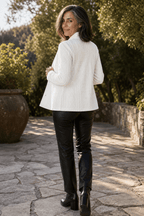 Women's Textured Knit Blazer with Stand Collar - Mattia Cremasco