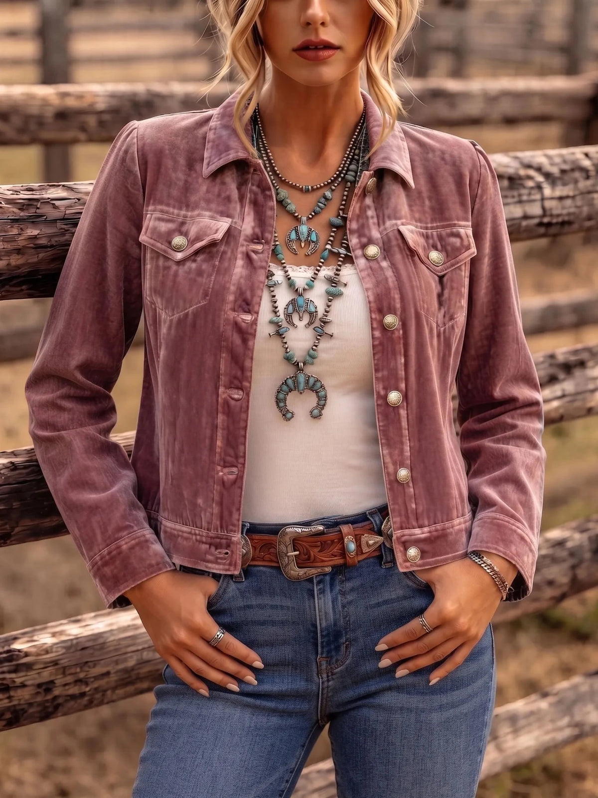Women's Vintage Wash Button-Front Shirt Jacket - Mattia Cremasco