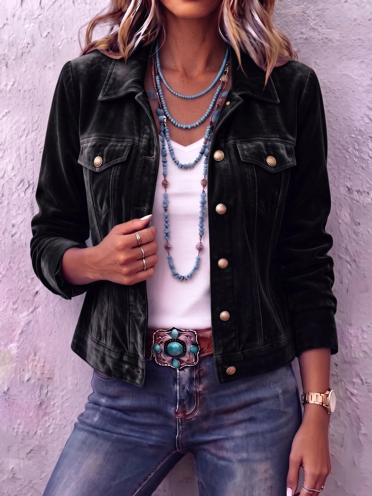 Women's Vintage Wash Button-Front Shirt Jacket - Mattia Cremasco