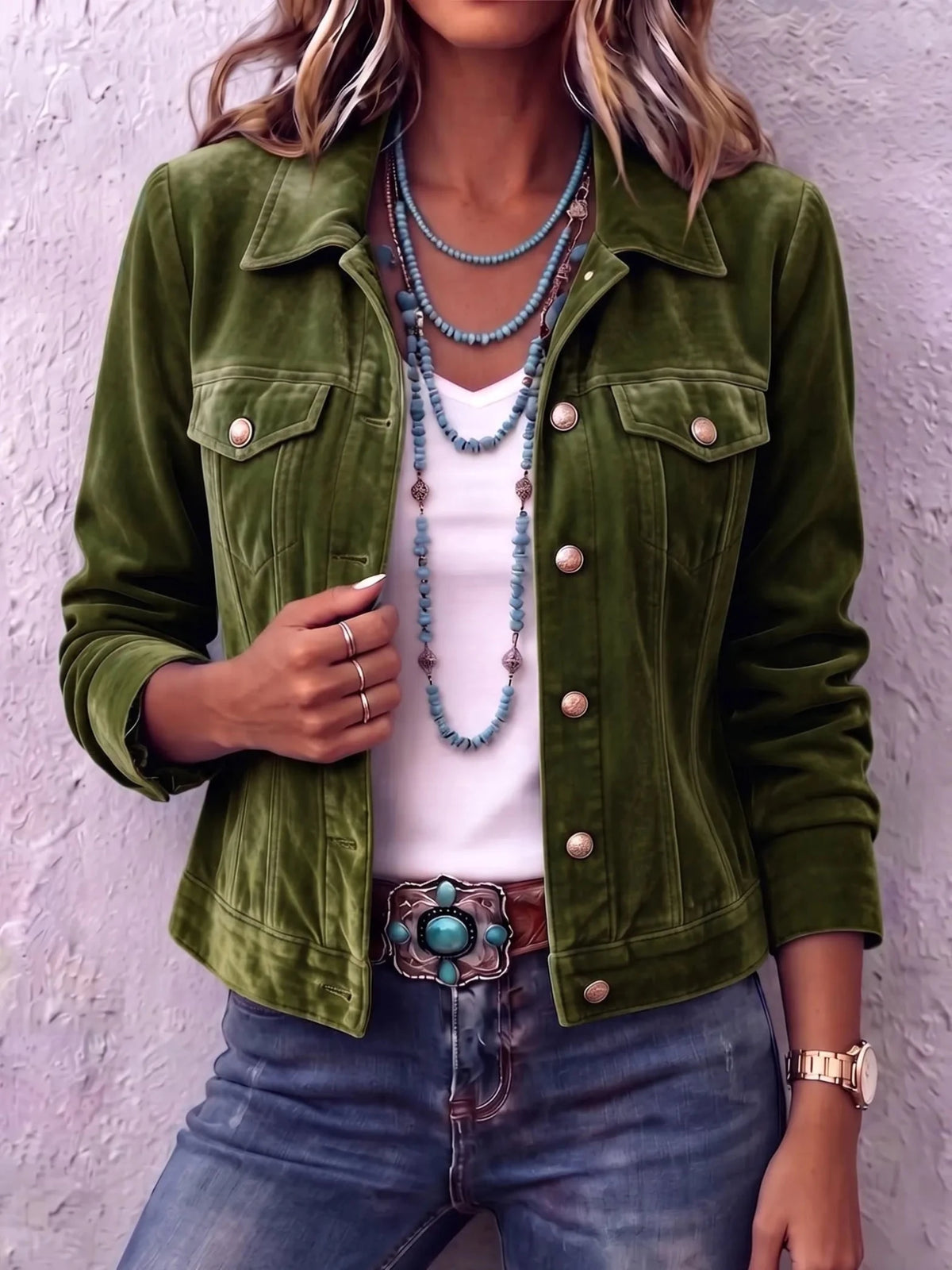 Women's Vintage Wash Button-Front Shirt Jacket - Mattia Cremasco