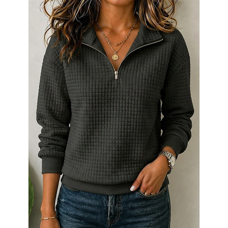 Women's Textured Quarter-Zip Knit Pullover
